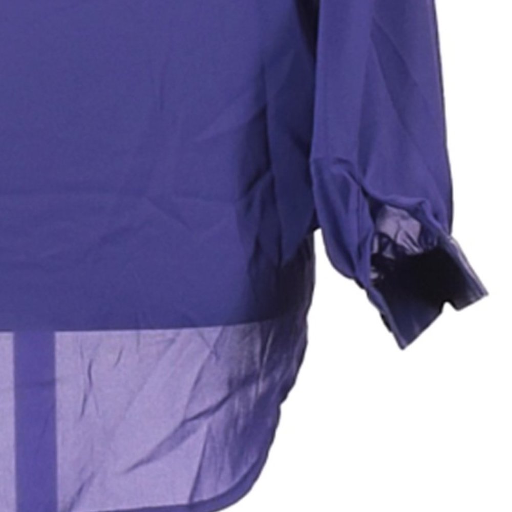 NWOT TOV Purple Faux Leather Trim Cold-Shoulder Wrap Blouse Size 40 (L/XL) - Picture 5 of 7